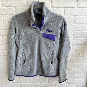 Patagonia Gray Fleece Pullover with Purple Accents